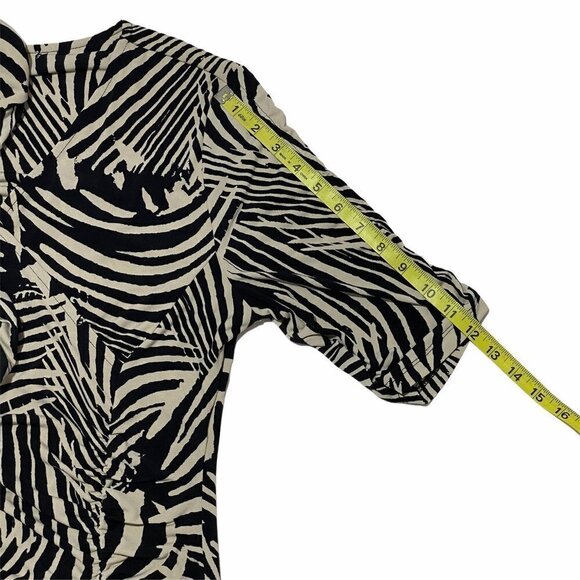 Style & Co Zebra Print Ruched 3/4 Sleeve Blouse L - Picture 8 of 9